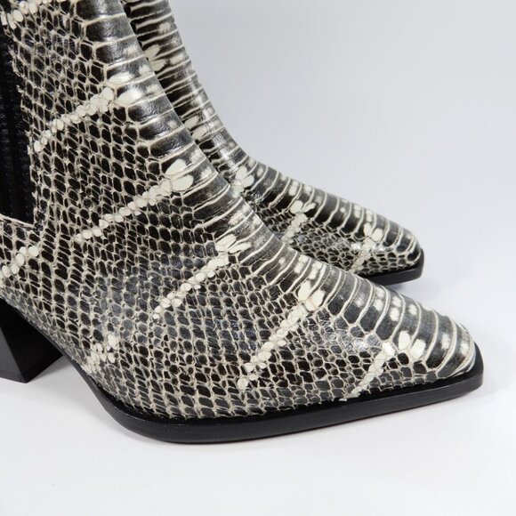AEYDE Ari Mid Calf Boots Size 36 5.5 6 Black White Python Snake Leather NEW - Picture 6 of 13